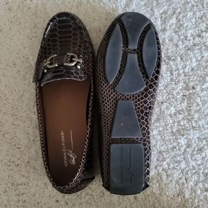 Donald J. Pliner brown reptile pattern driving shoes